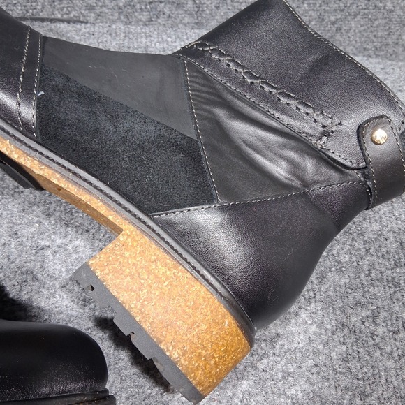 Earth Elements Taylen Boot Bootie Lug Sole Patchwork Black Leather Size 12M - Picture 6 of 10